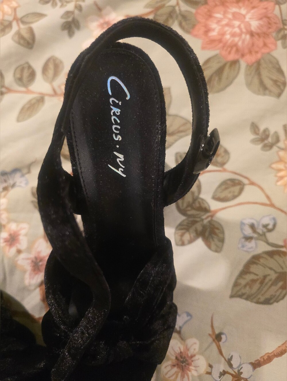 Circus NY by Sam Edelman Black Velvet Platform Slingback Heels - Picture 4 of 5
